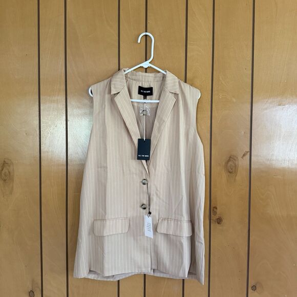 REVOLVE Other - NWT Revolve ALL THE WAYS pinstripe blazer 2 Piece Set With Mini Skirt Sz Large